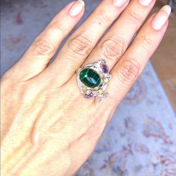 Amazing Genuine Malachite Sterling Silver Ring